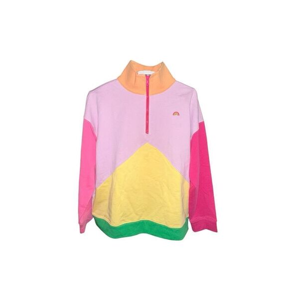 Terez Colortblock Quarter Zip Sweatshit in Spring Mix Size XL Cotton Women’s - Picture 1 of 6